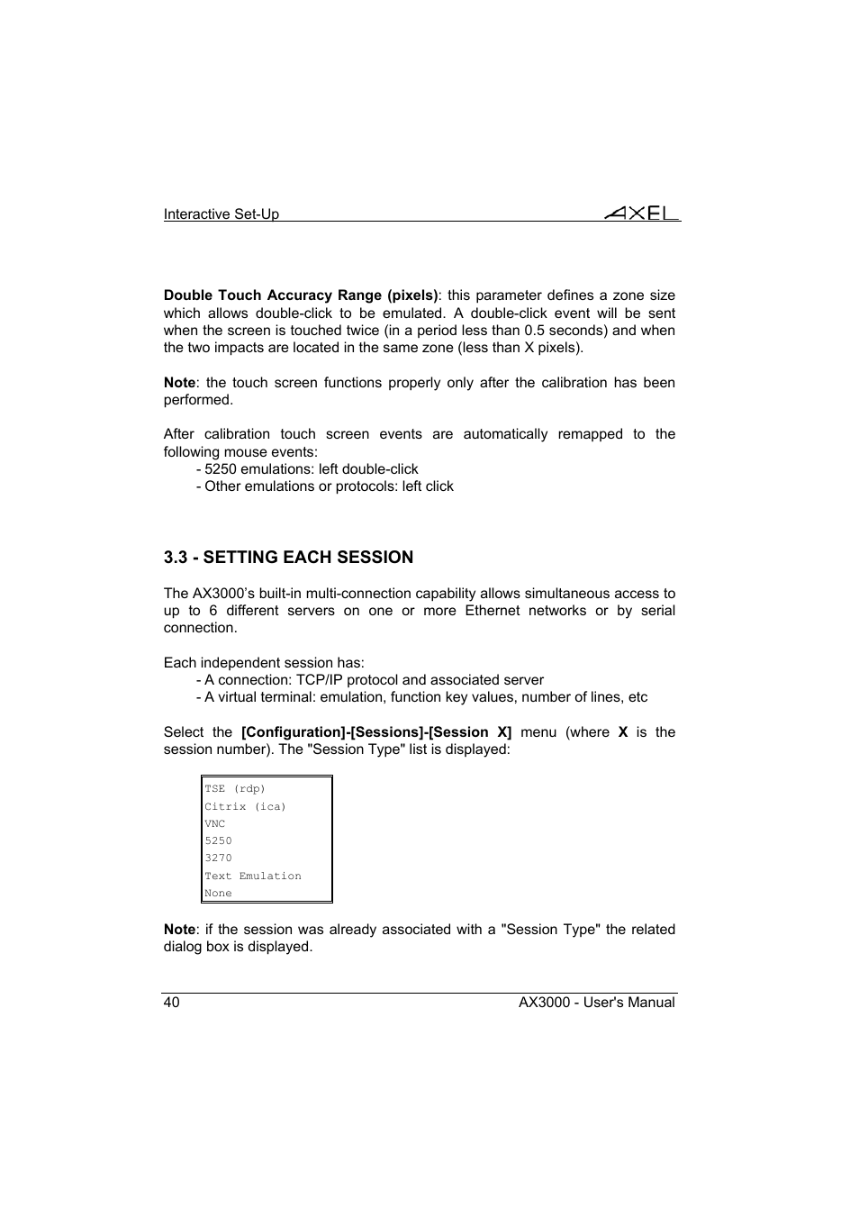 Axel AX3000 65 User's Manual - firmware 0632 User Manual | Page 54 / 298