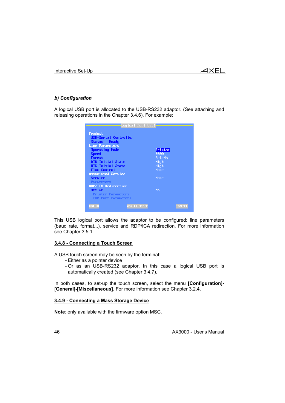 Axel AX3000 65 User's Manual - firmware 0632 User Manual | Page 60 / 298