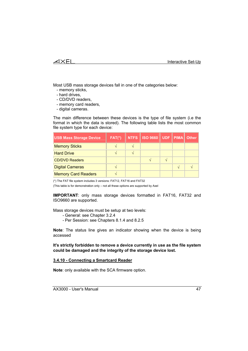 Axel AX3000 65 User's Manual - firmware 0632 User Manual | Page 61 / 298
