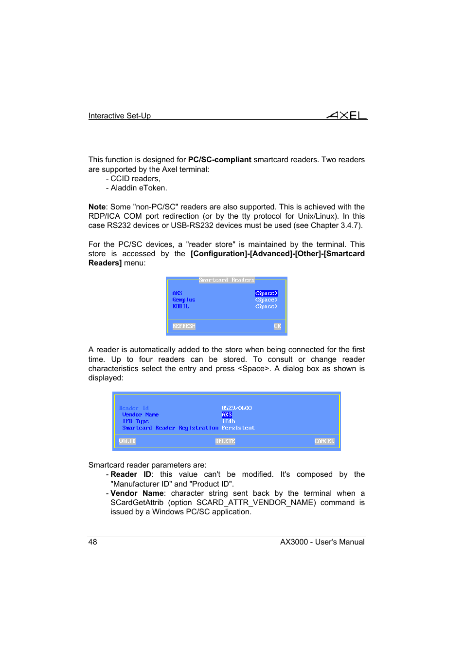 Axel AX3000 65 User's Manual - firmware 0632 User Manual | Page 62 / 298