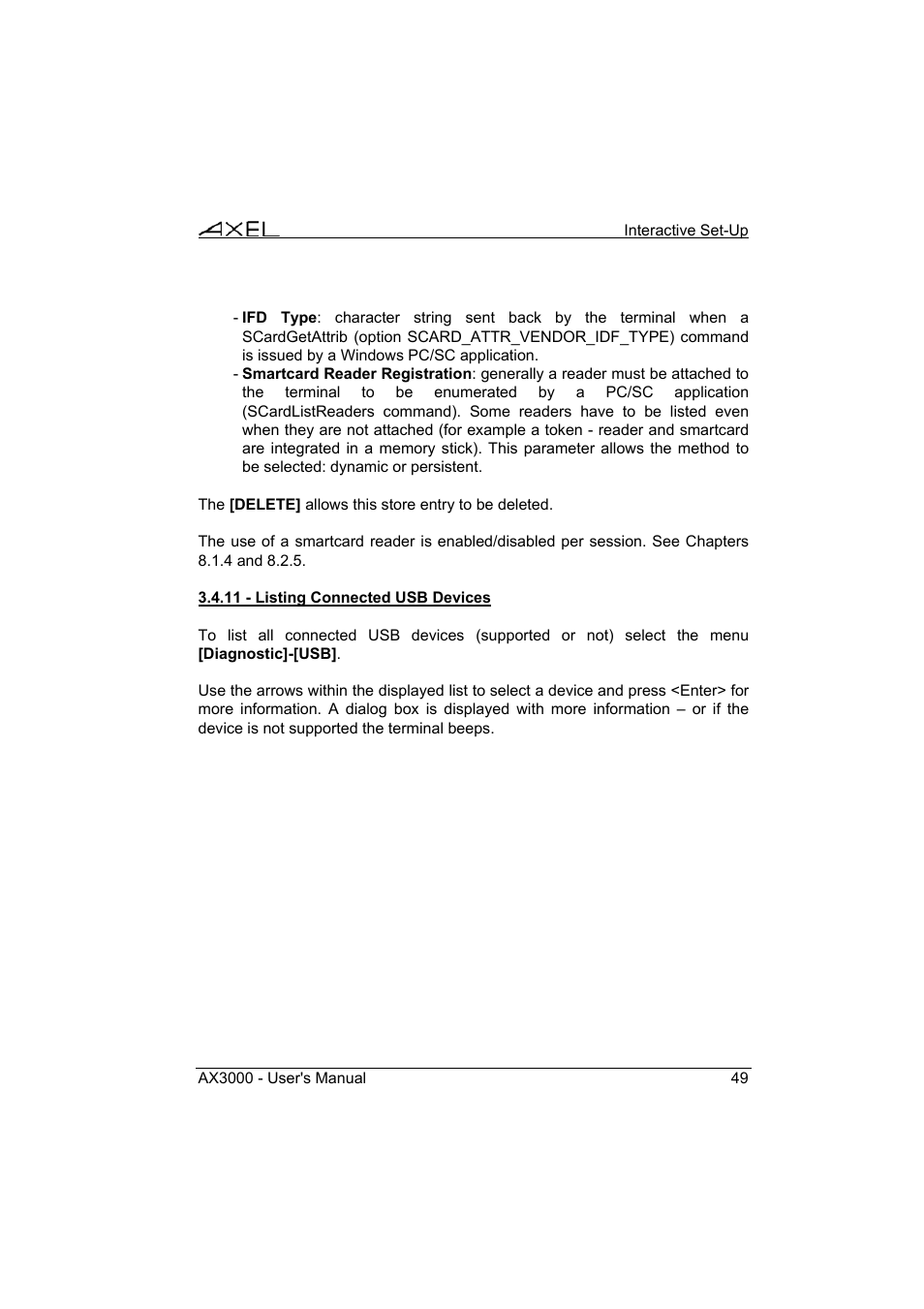 Axel AX3000 65 User's Manual - firmware 0632 User Manual | Page 63 / 298