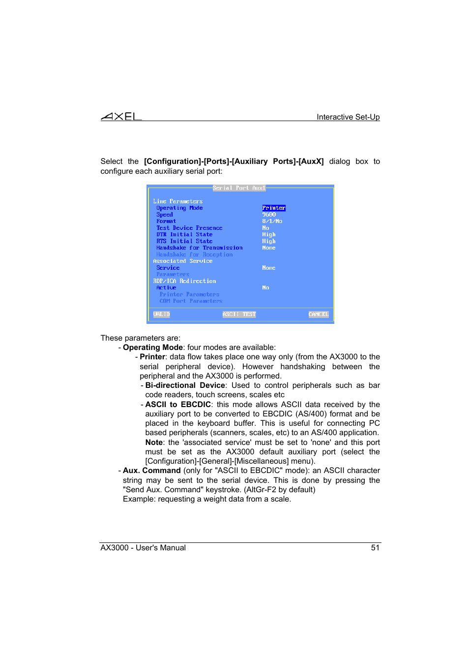 Axel AX3000 65 User's Manual - firmware 0632 User Manual | Page 65 / 298