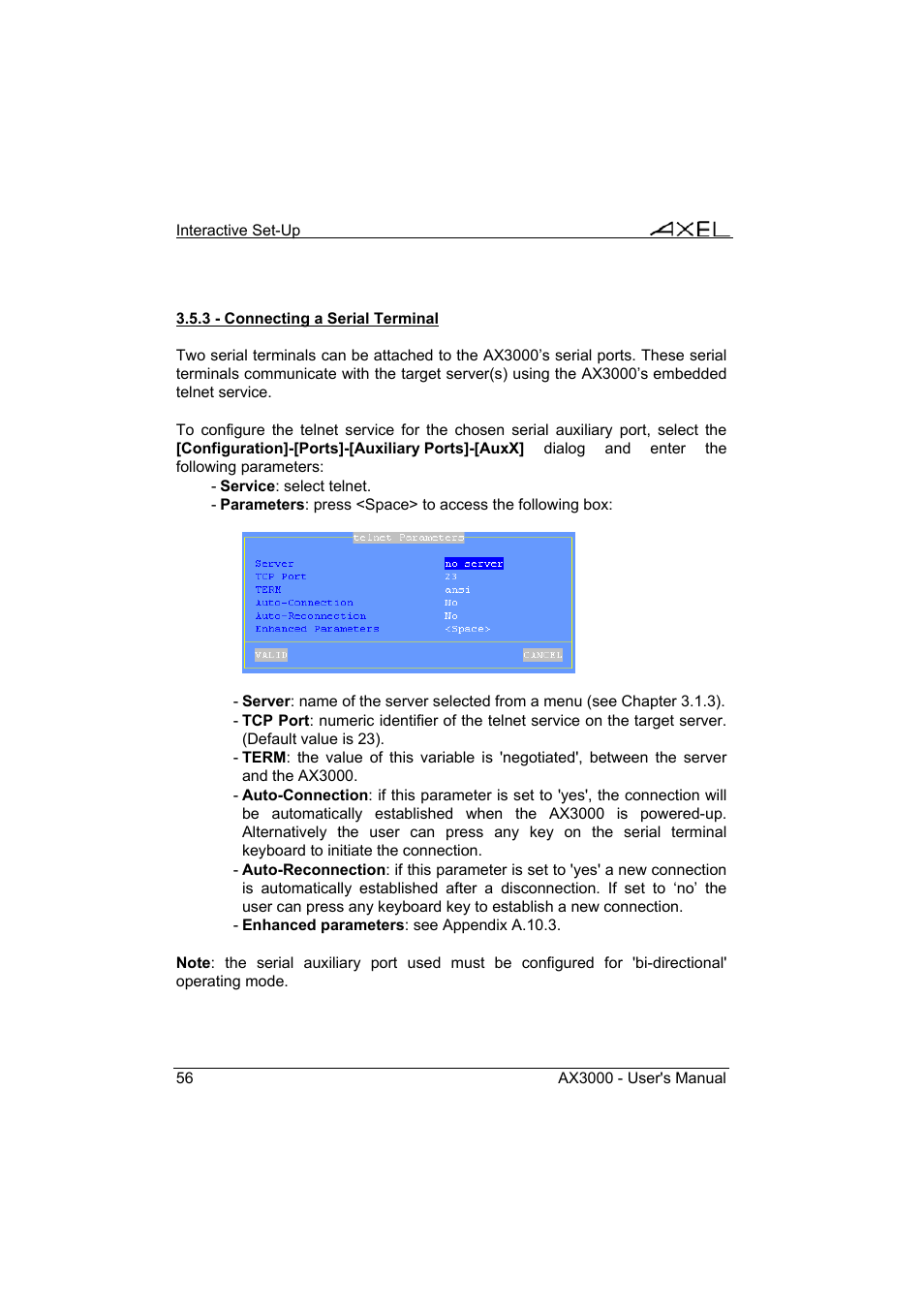 Axel AX3000 65 User's Manual - firmware 0632 User Manual | Page 70 / 298