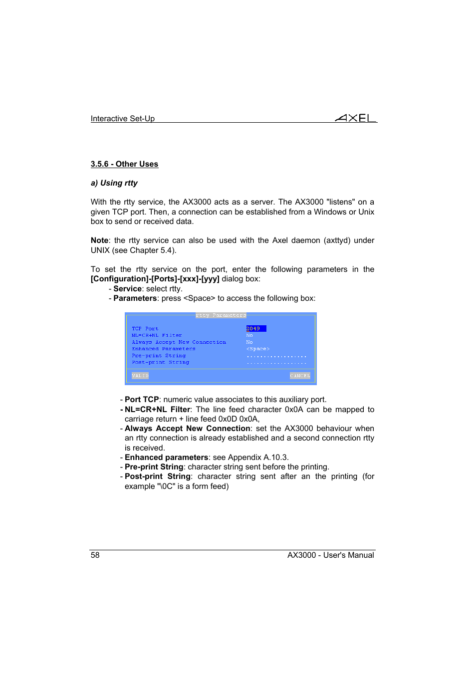 Axel AX3000 65 User's Manual - firmware 0632 User Manual | Page 72 / 298