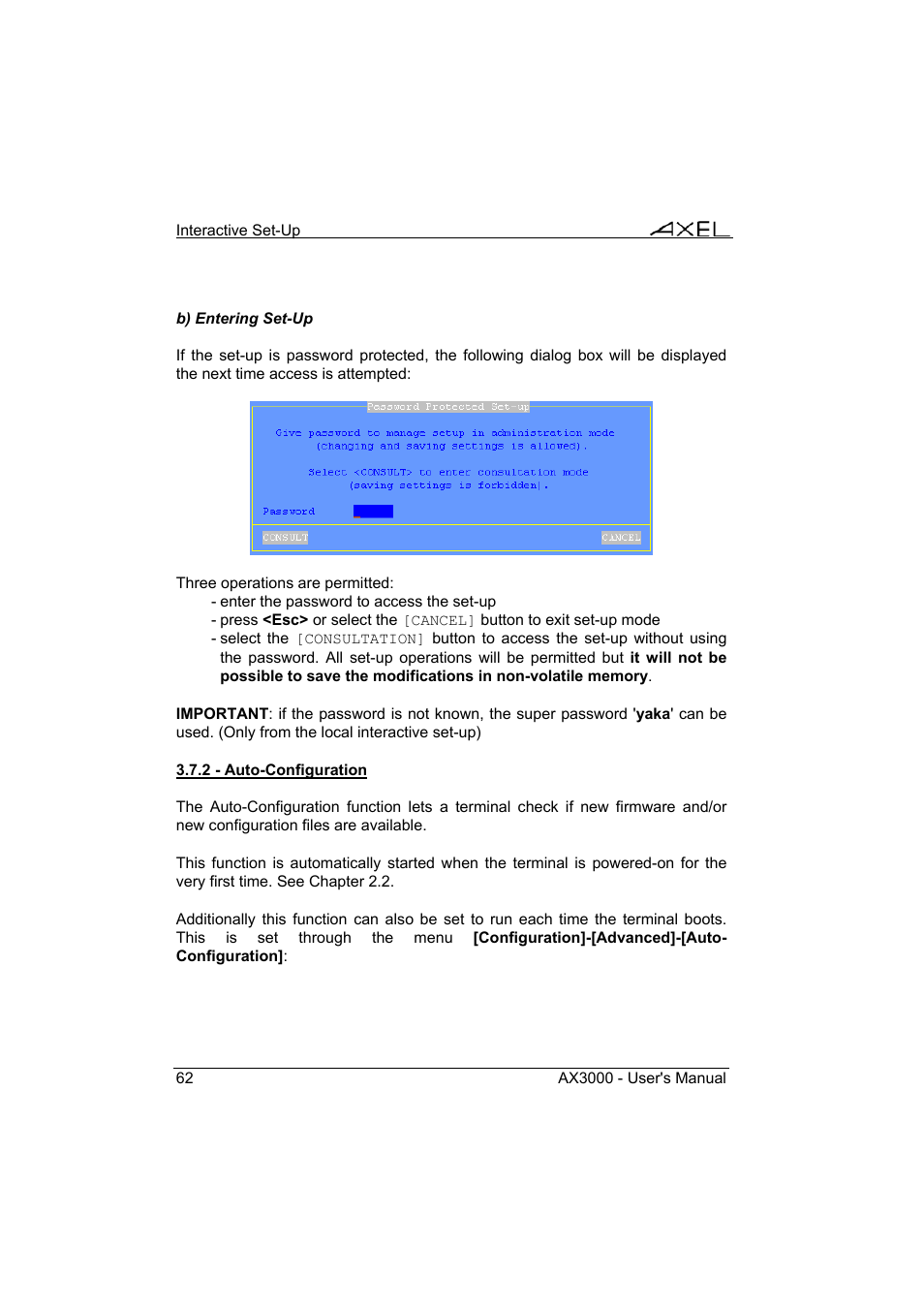 Axel AX3000 65 User's Manual - firmware 0632 User Manual | Page 76 / 298
