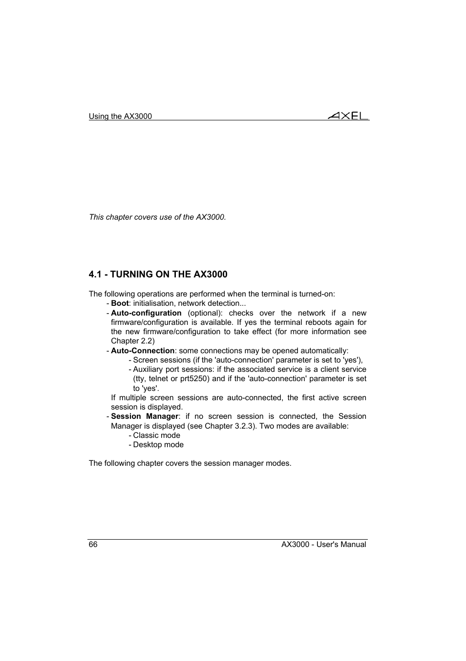 Axel AX3000 65 User's Manual - firmware 0632 User Manual | Page 80 / 298
