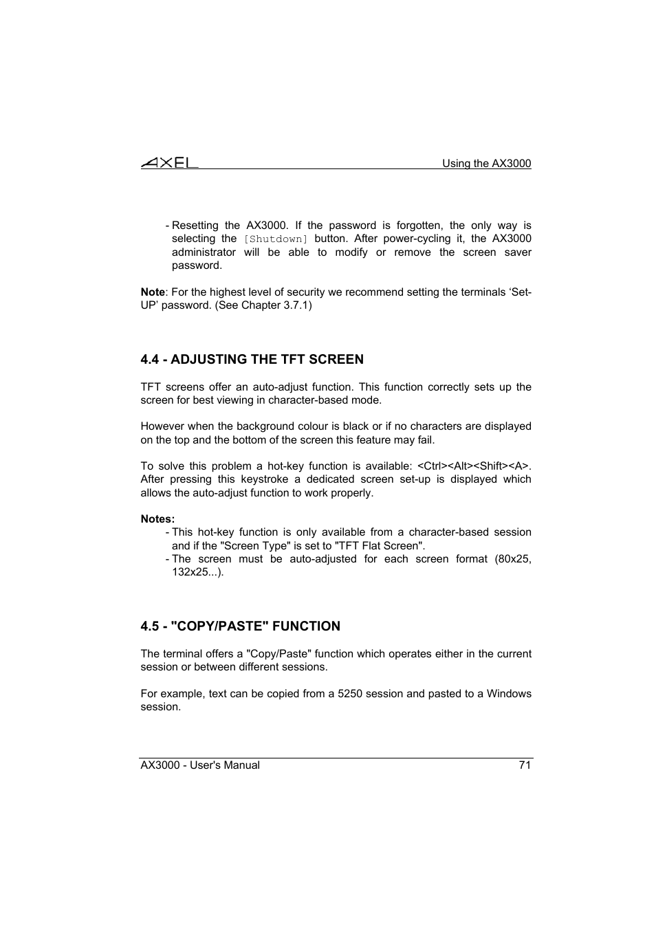 Axel AX3000 65 User's Manual - firmware 0632 User Manual | Page 85 / 298