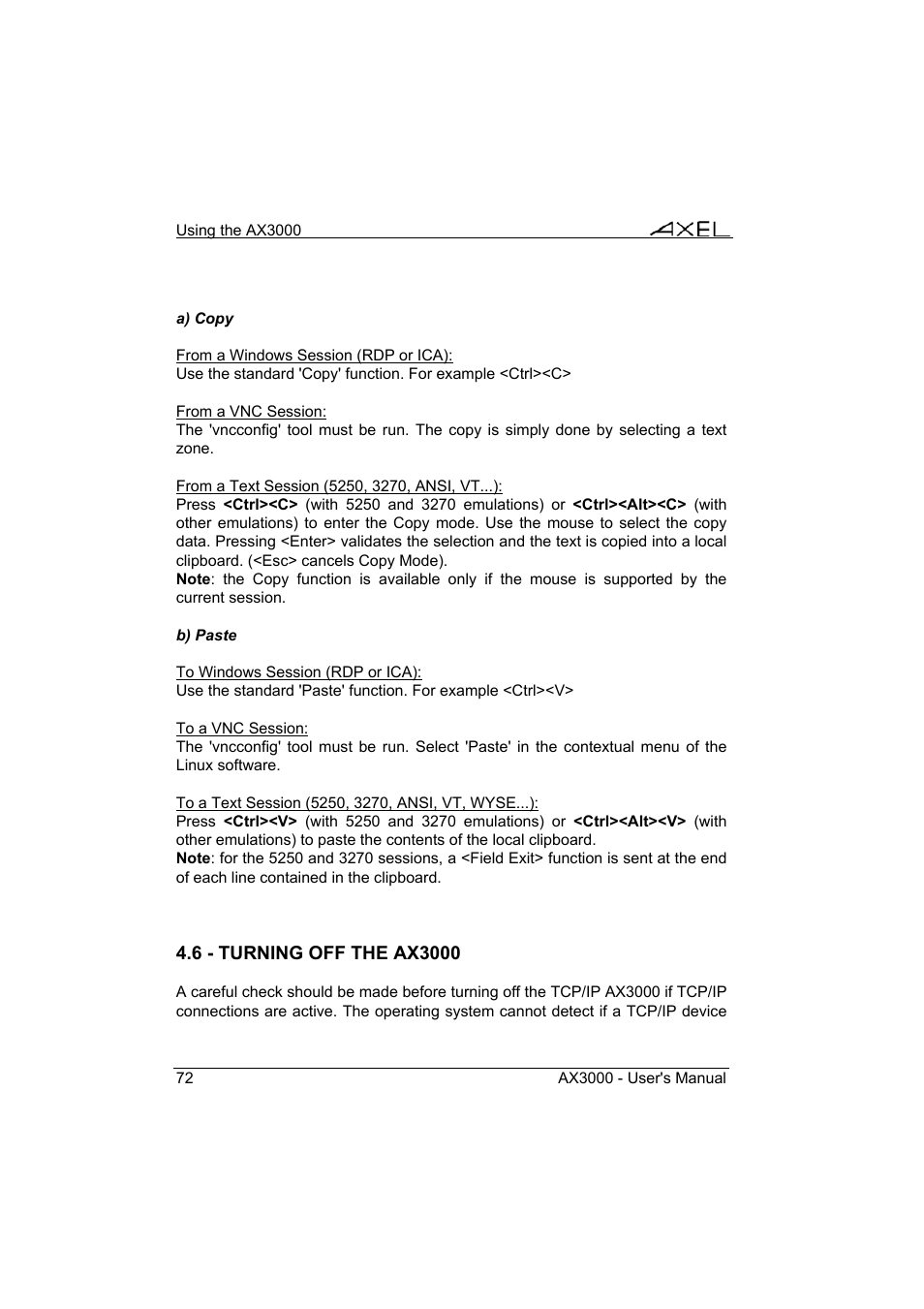 Axel AX3000 65 User's Manual - firmware 0632 User Manual | Page 86 / 298