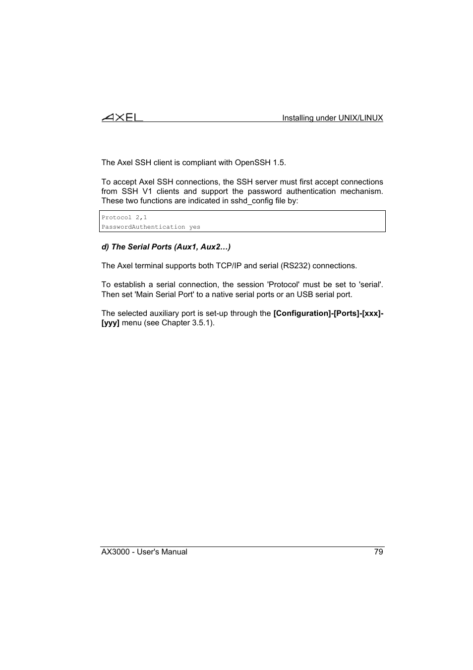 Axel AX3000 65 User's Manual - firmware 0632 User Manual | Page 93 / 298