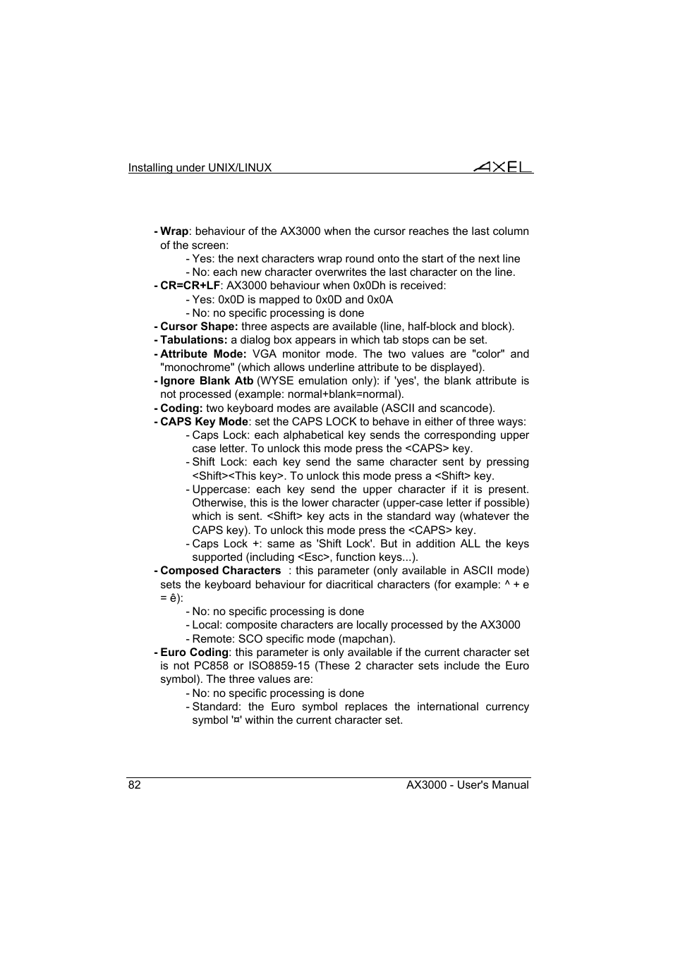 Axel AX3000 65 User's Manual - firmware 0632 User Manual | Page 96 / 298