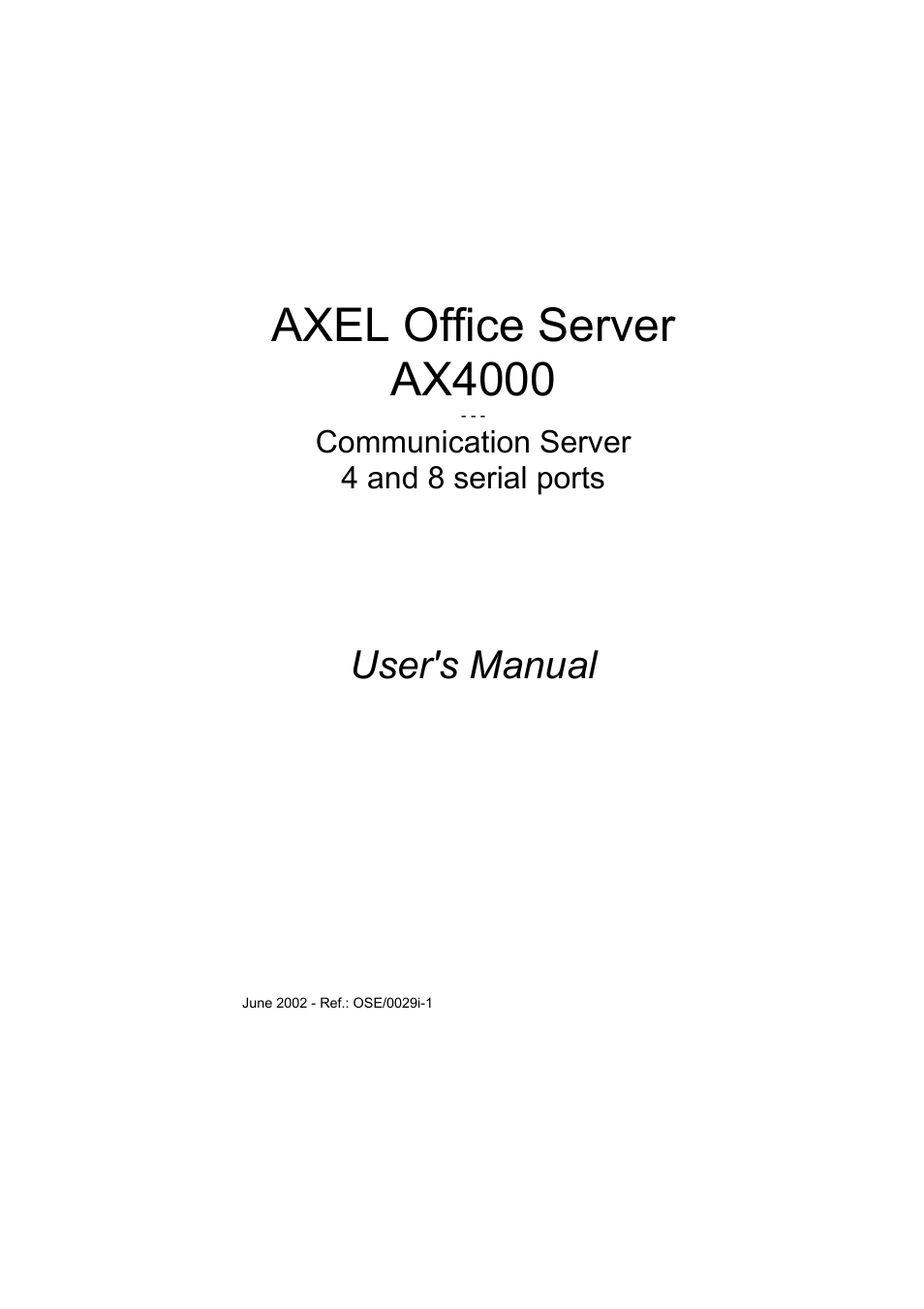 Axel AX4000 User's Manual User Manual | 102 pages