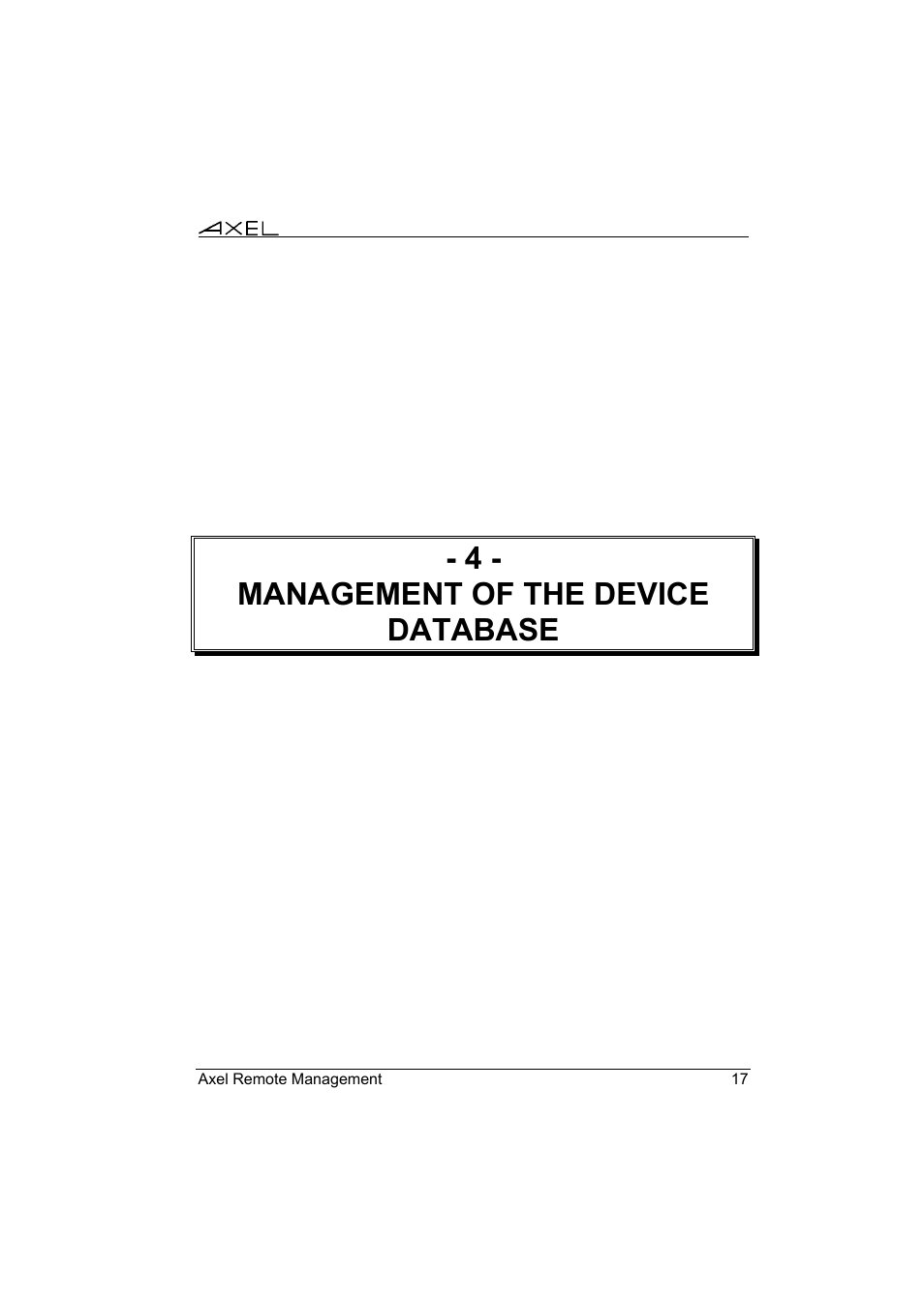 4 - management of the device database | Axel Remote Management V2 User Manual | Page 23 / 95