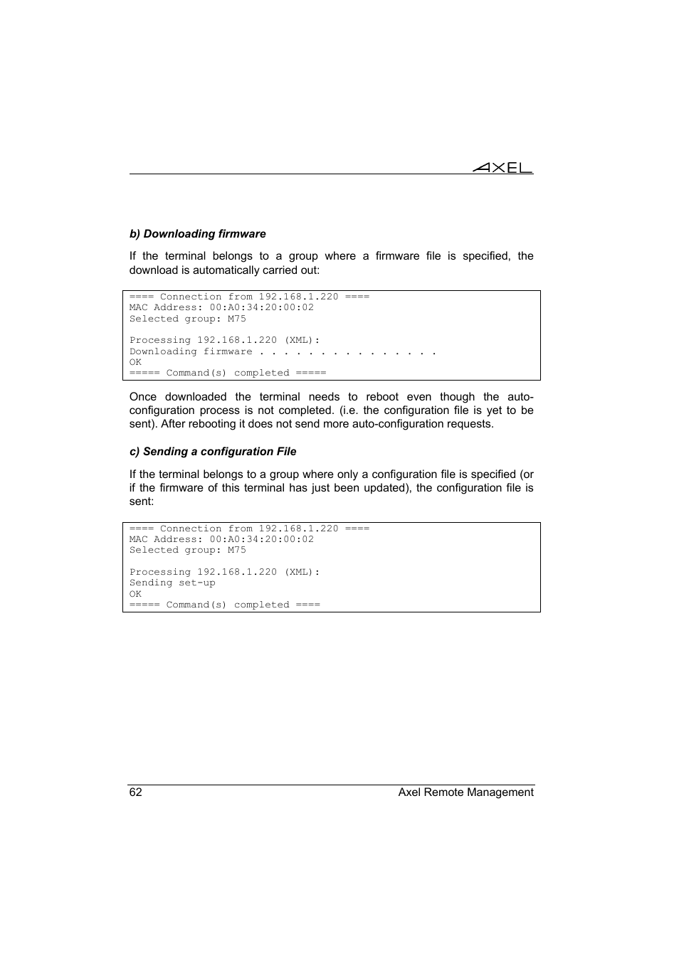 Axel Remote Management V2 User Manual | Page 68 / 95
