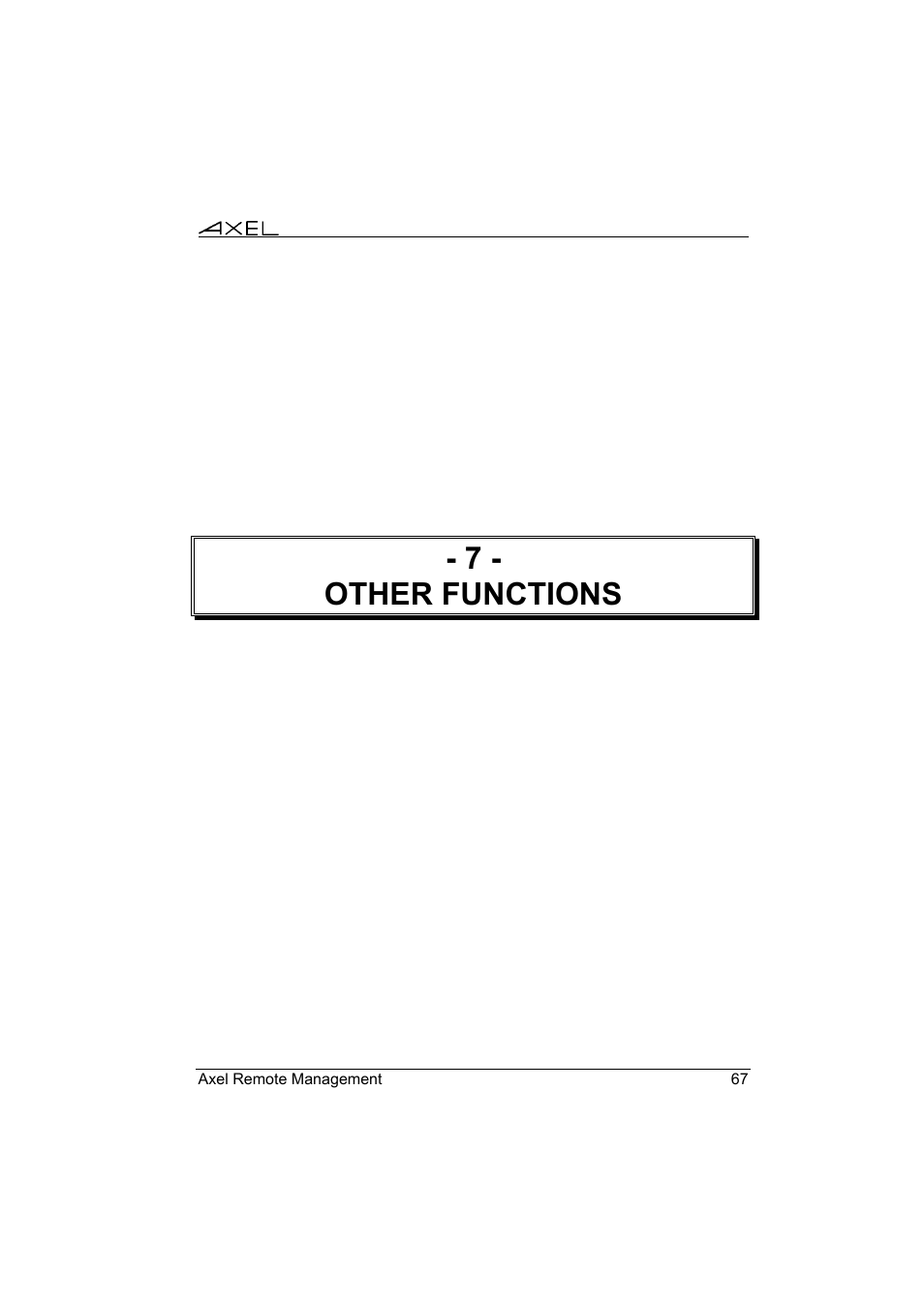 7 - other functions | Axel Remote Management V2 User Manual | Page 73 / 95