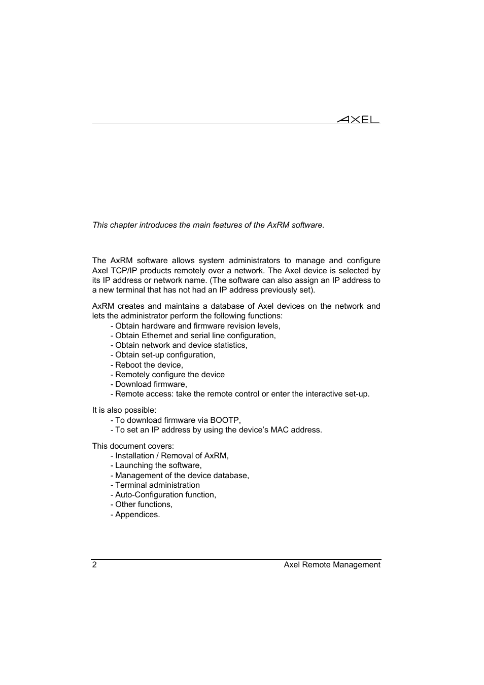 Axel Remote Management V2 User Manual | Page 8 / 95