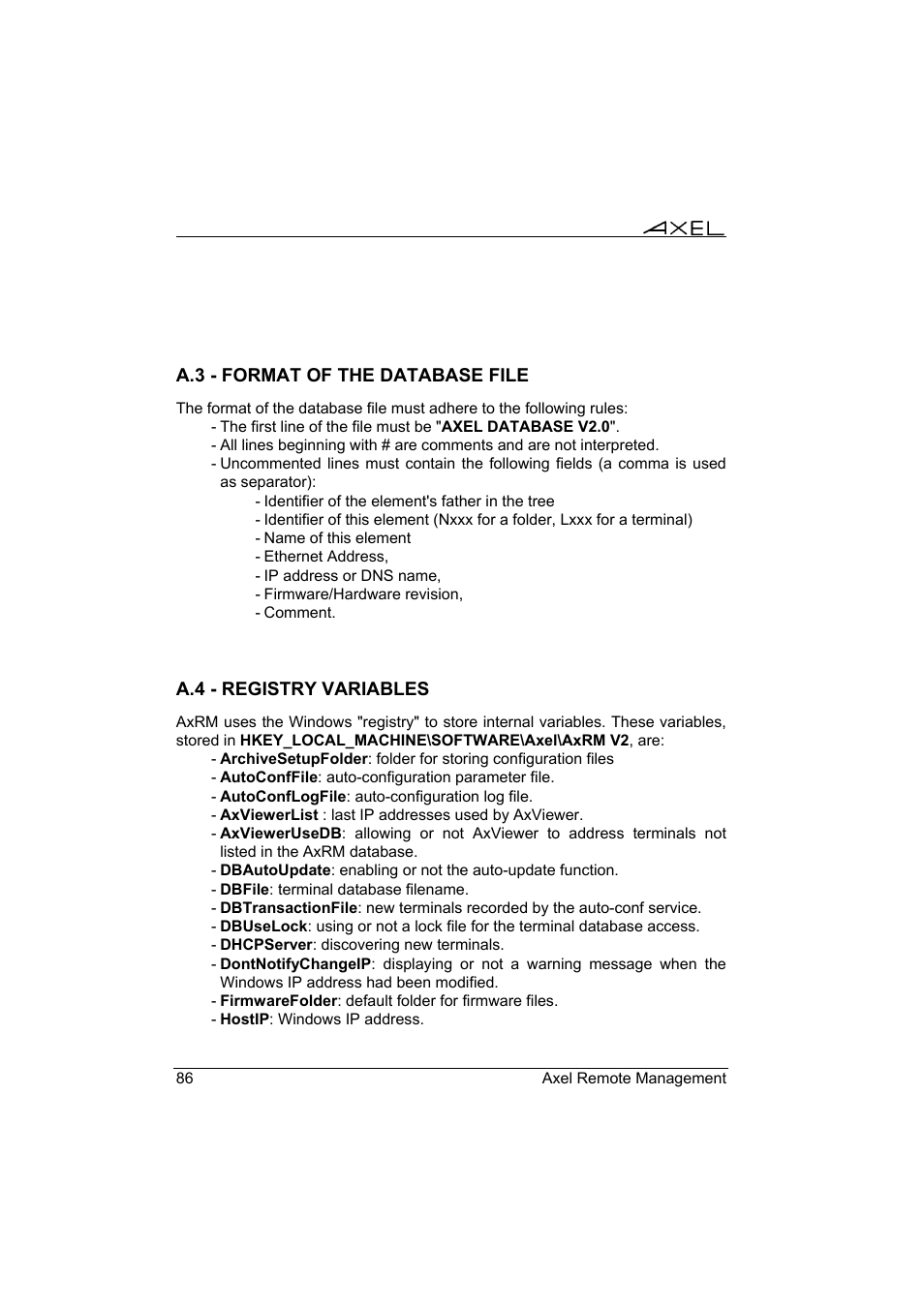 Axel Remote Management V2 User Manual | Page 92 / 95