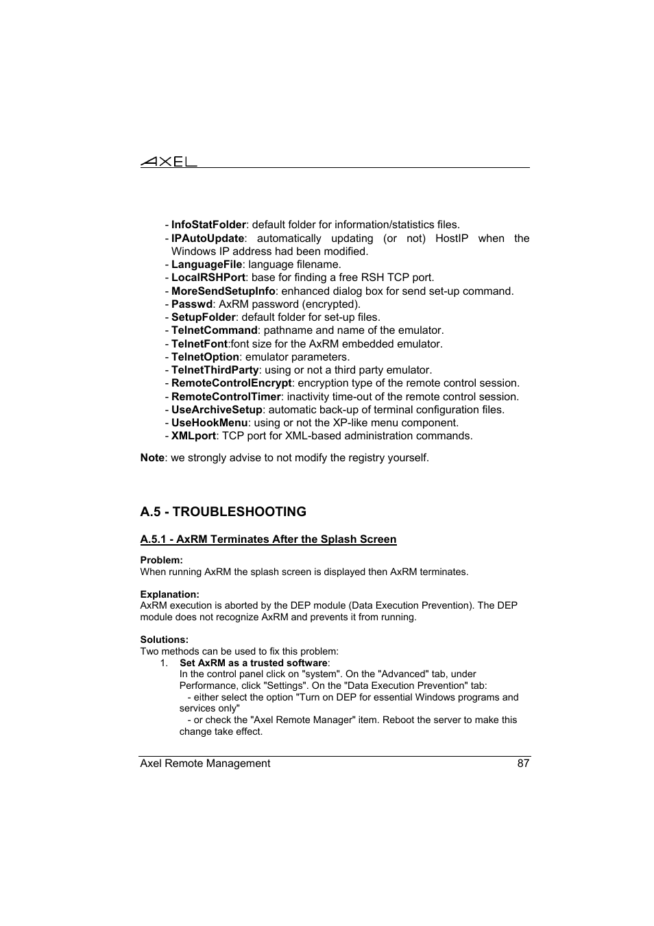 Axel Remote Management V2 User Manual | Page 93 / 95