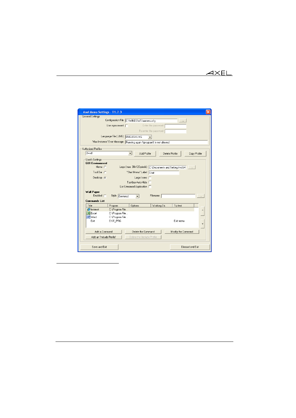 1 - general parameters | Axel Menu User Manual | Page 18 / 33
