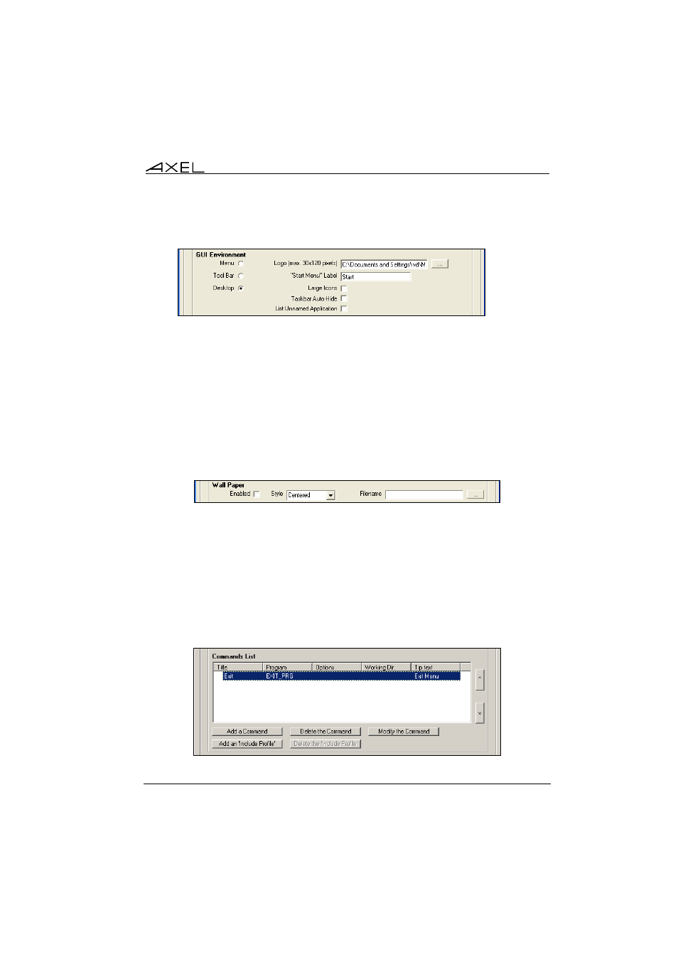 C) setting the wallpaper, D) selecting authorized applications | Axel Menu User Manual | Page 21 / 33