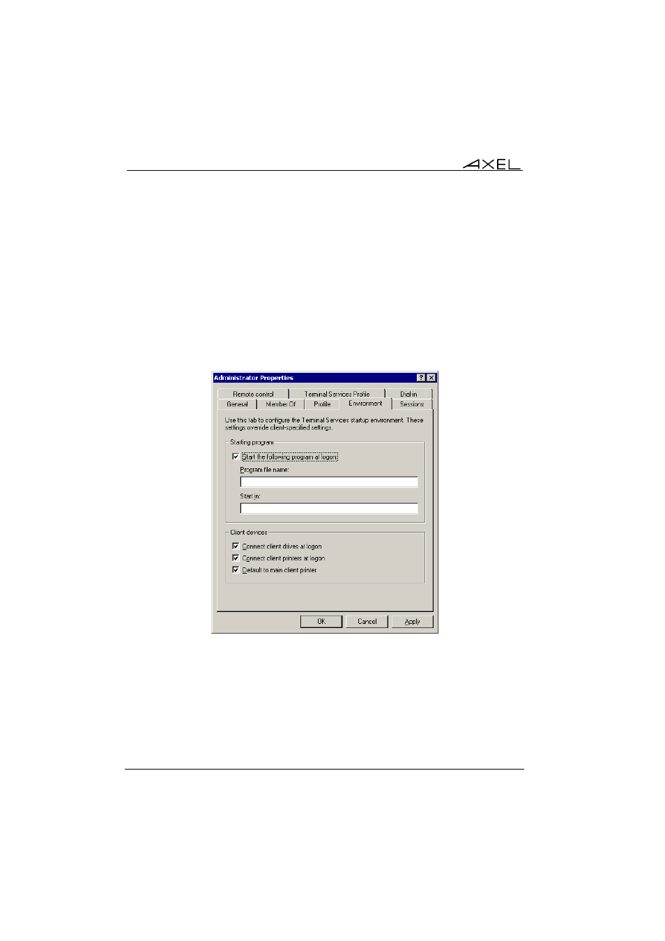 2 - launching through the windows user profile, Launching, Through | Windows, User, Profile | Axel Menu User Manual | Page 26 / 33