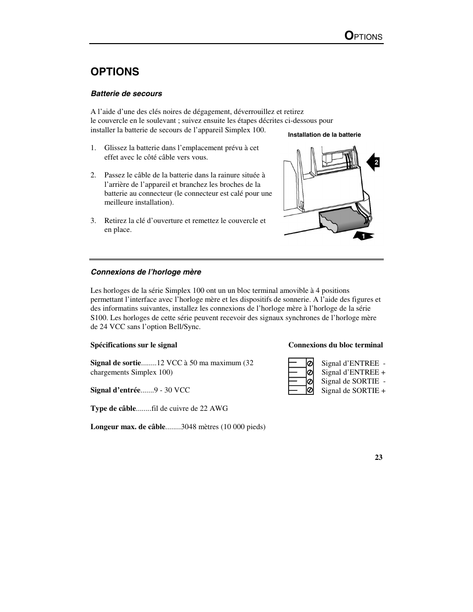 Options | B.C. Time Recorders Simplex Bravo/Combo/100 User Manual | Page 88 / 94