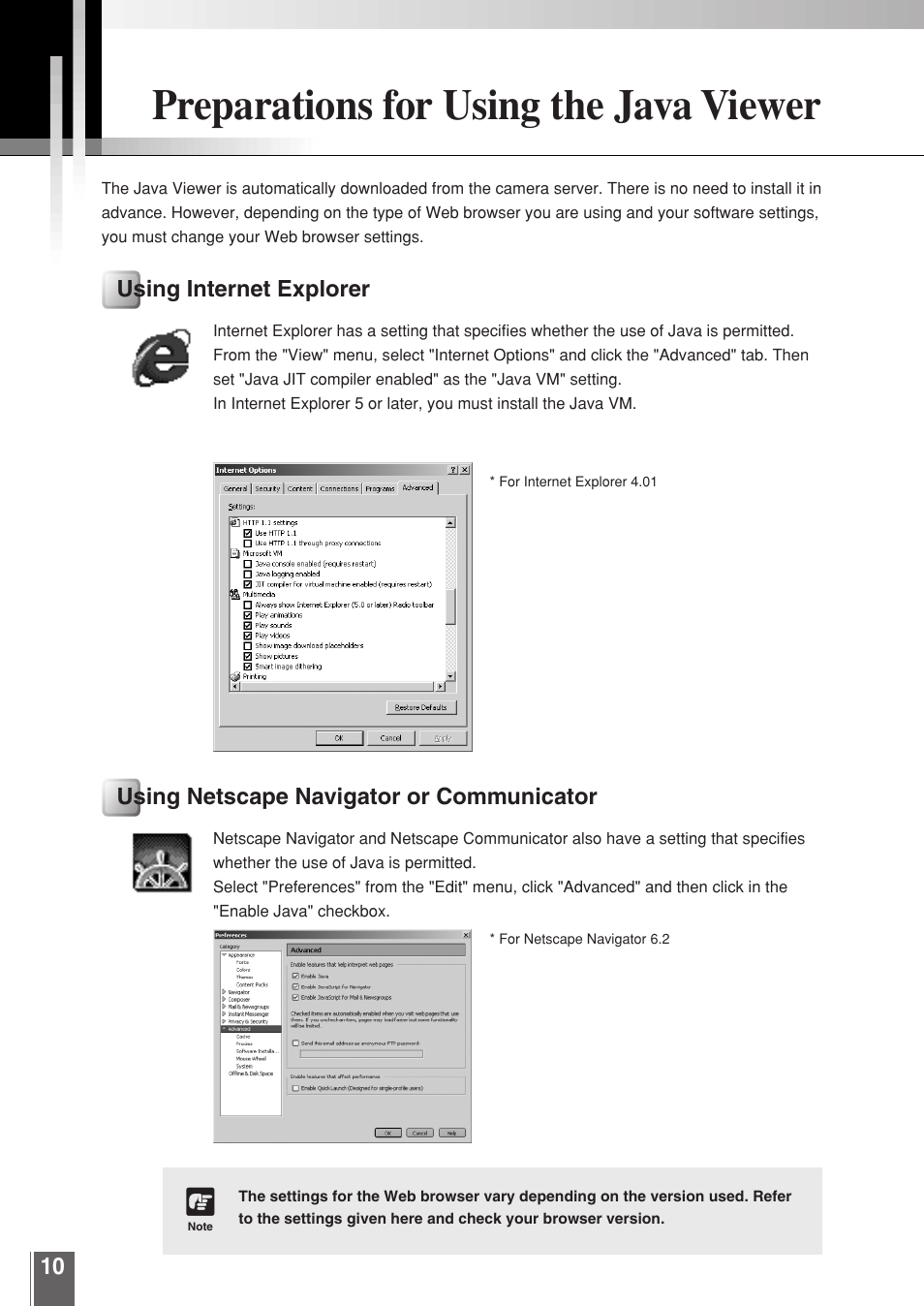 Preparations for using the java viewer | Canon WEBVIEW LIVESCOPE 3.2 User Manual | Page 10 / 56