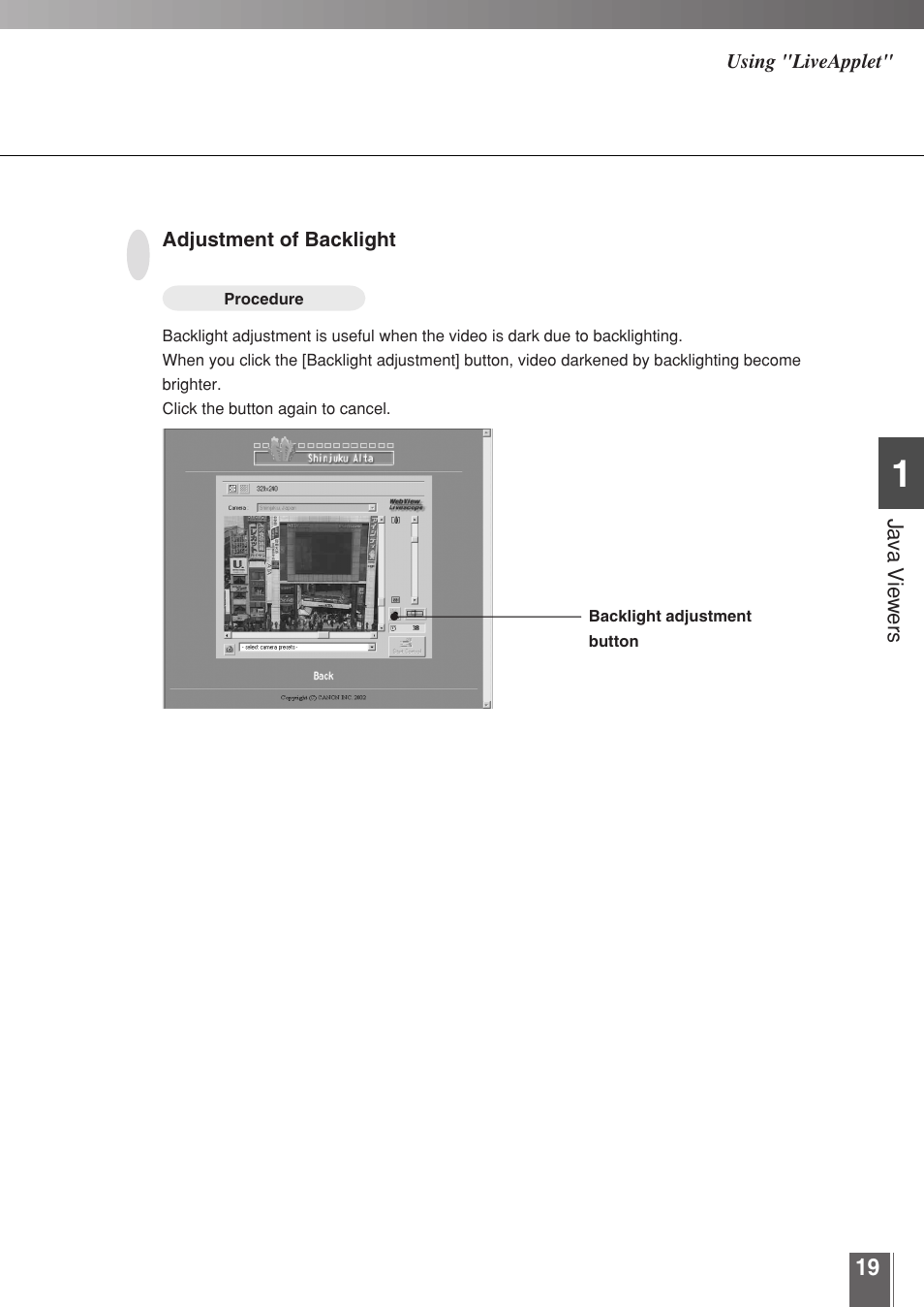 Canon WEBVIEW LIVESCOPE 3.2 User Manual | Page 19 / 56