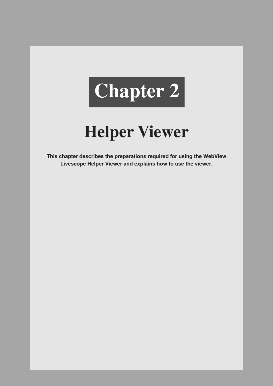 Chapter 2, Helper viewer | Canon WEBVIEW LIVESCOPE 3.2 User Manual | Page 23 / 56