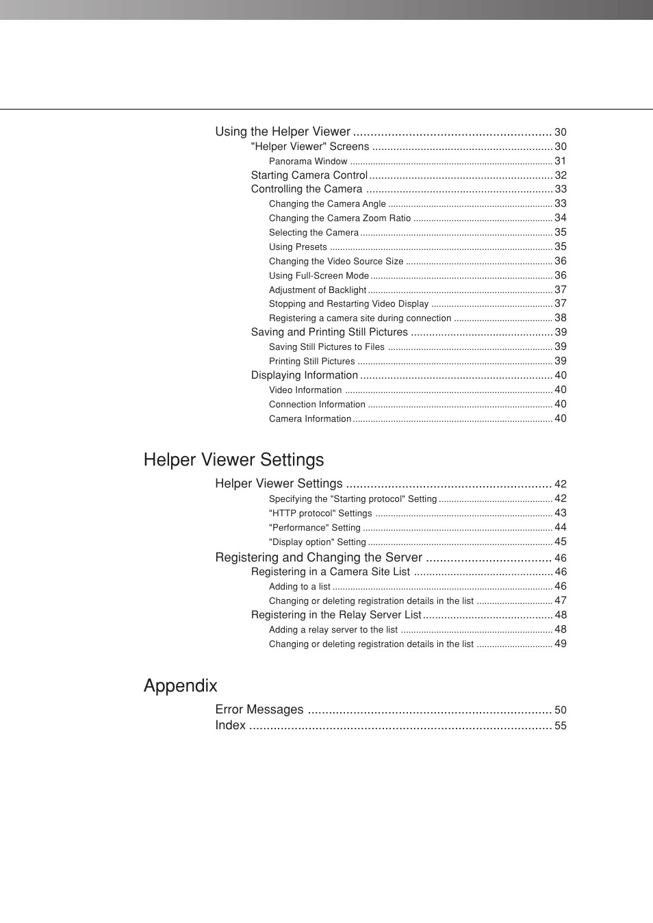 Helper viewer settings, Appendix | Canon WEBVIEW LIVESCOPE 3.2 User Manual | Page 3 / 56