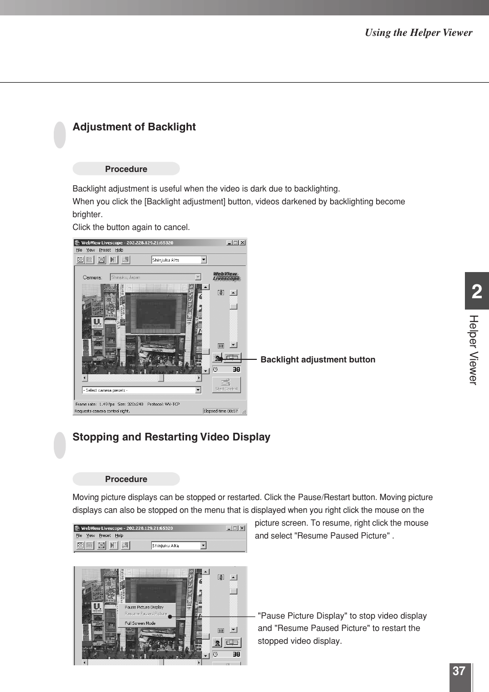 Canon WEBVIEW LIVESCOPE 3.2 User Manual | Page 37 / 56