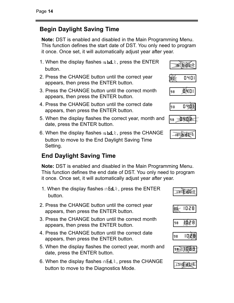Begin daylight saving time, End daylight saving time | B.C. Time Recorders Amano TCX 21 User Manual | Page 16 / 20