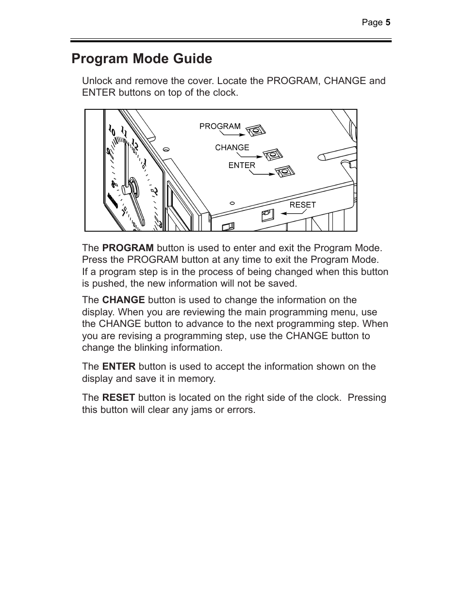 Program mode guide | B.C. Time Recorders Amano TCX 21 User Manual | Page 7 / 20