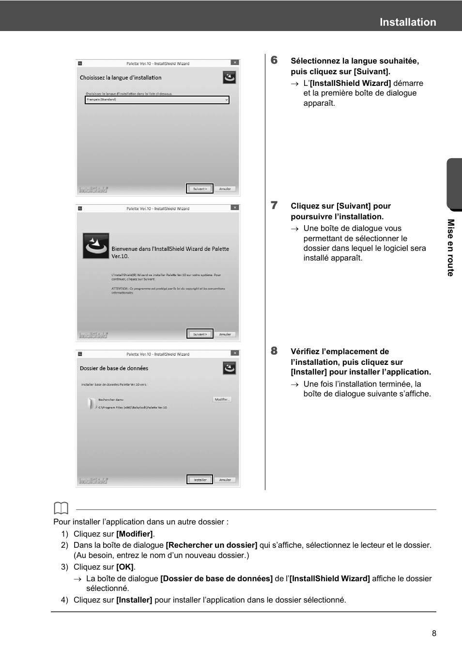 Installation | Baby Lock Palette 10 (ECS10) Reference Guide User Manual | Page 105 / 116