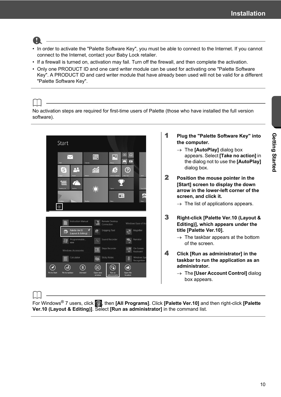 Installation | Baby Lock Palette 10 (ECS10) Reference Guide User Manual | Page 19 / 116