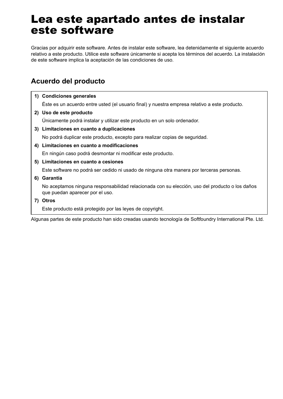 Lea este apartado antes de instalar este software, Acuerdo del producto | Baby Lock Palette 10 (ECS10) Reference Guide User Manual | Page 77 / 116