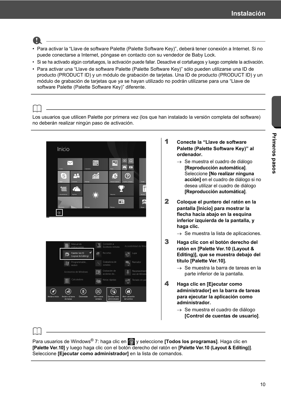 Instalación | Baby Lock Palette 10 (ECS10) Reference Guide User Manual | Page 89 / 116
