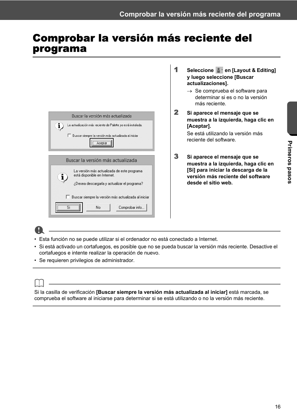 Comprobar la versión más reciente del programa | Baby Lock Palette 10 (ECS10) Reference Guide User Manual | Page 95 / 116