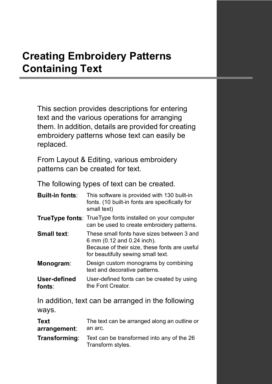 Creating embroidery patterns containing text | Baby Lock Palette 10 (ECS10) Instruction Manual User Manual | Page 101 / 356
