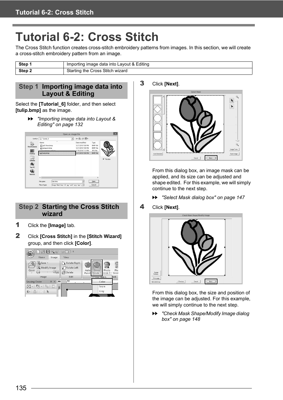 Tutorial 6-2: cross stitch | Baby Lock Palette 10 (ECS10) Instruction Manual User Manual | Page 136 / 356