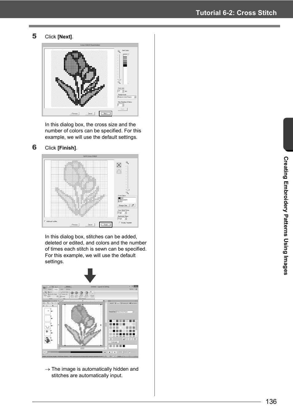 Tutorial 6-2: cross stitch 5 | Baby Lock Palette 10 (ECS10) Instruction Manual User Manual | Page 137 / 356