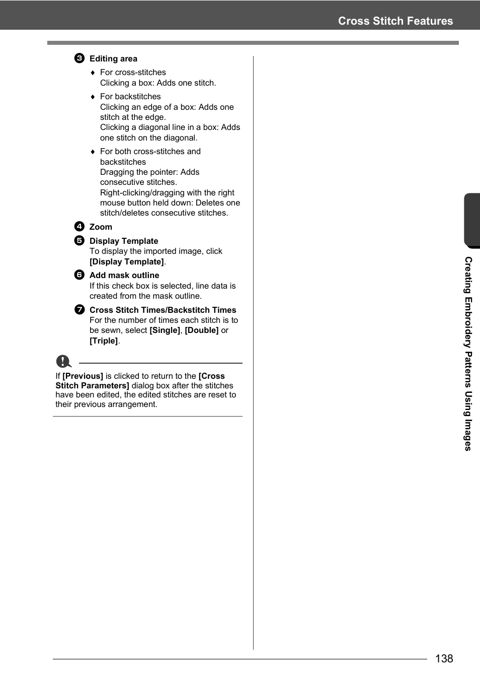 Cross stitch features | Baby Lock Palette 10 (ECS10) Instruction Manual User Manual | Page 139 / 356