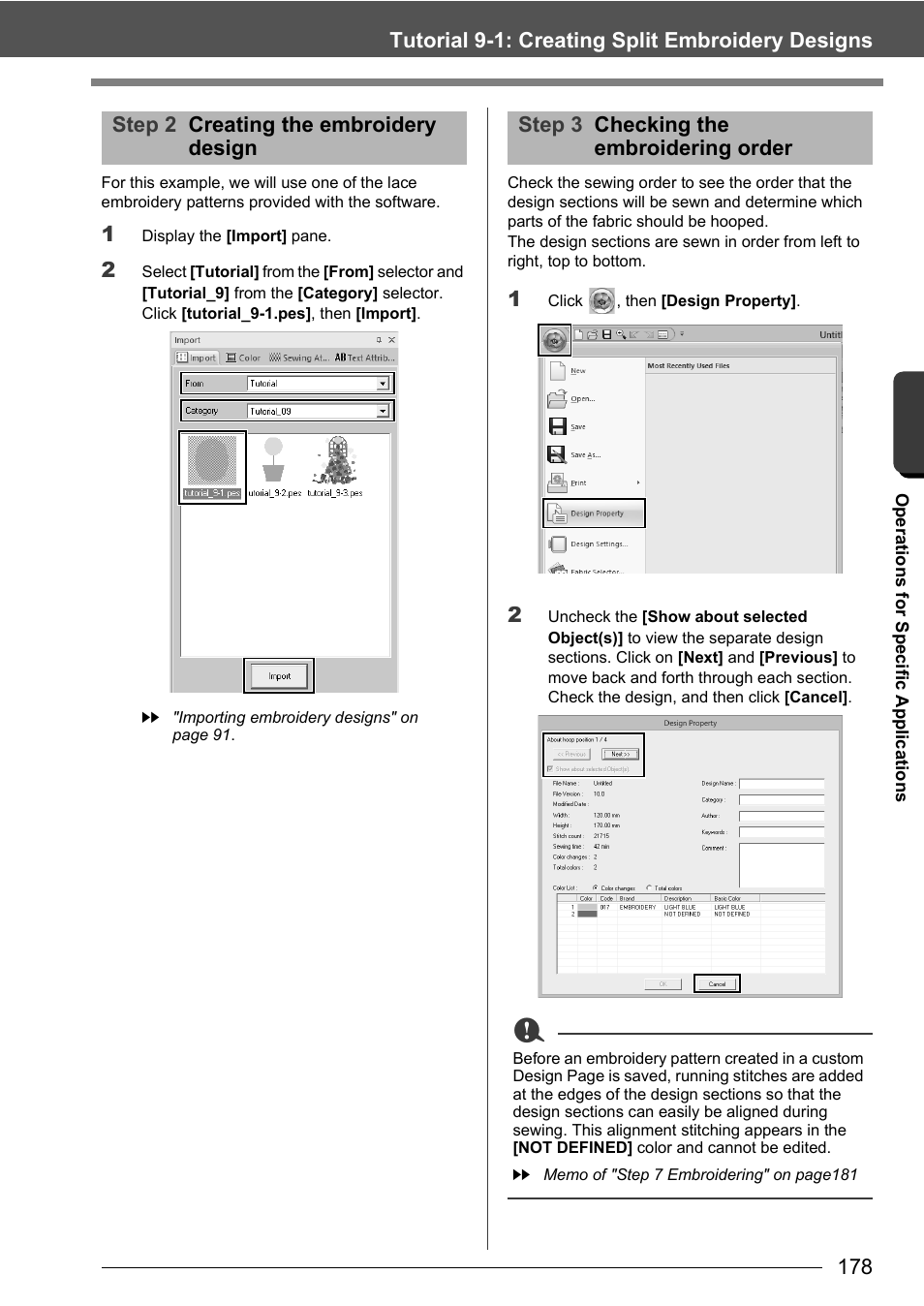 Tutorial 9-1: creating split embroidery designs | Baby Lock Palette 10 (ECS10) Instruction Manual User Manual | Page 179 / 356