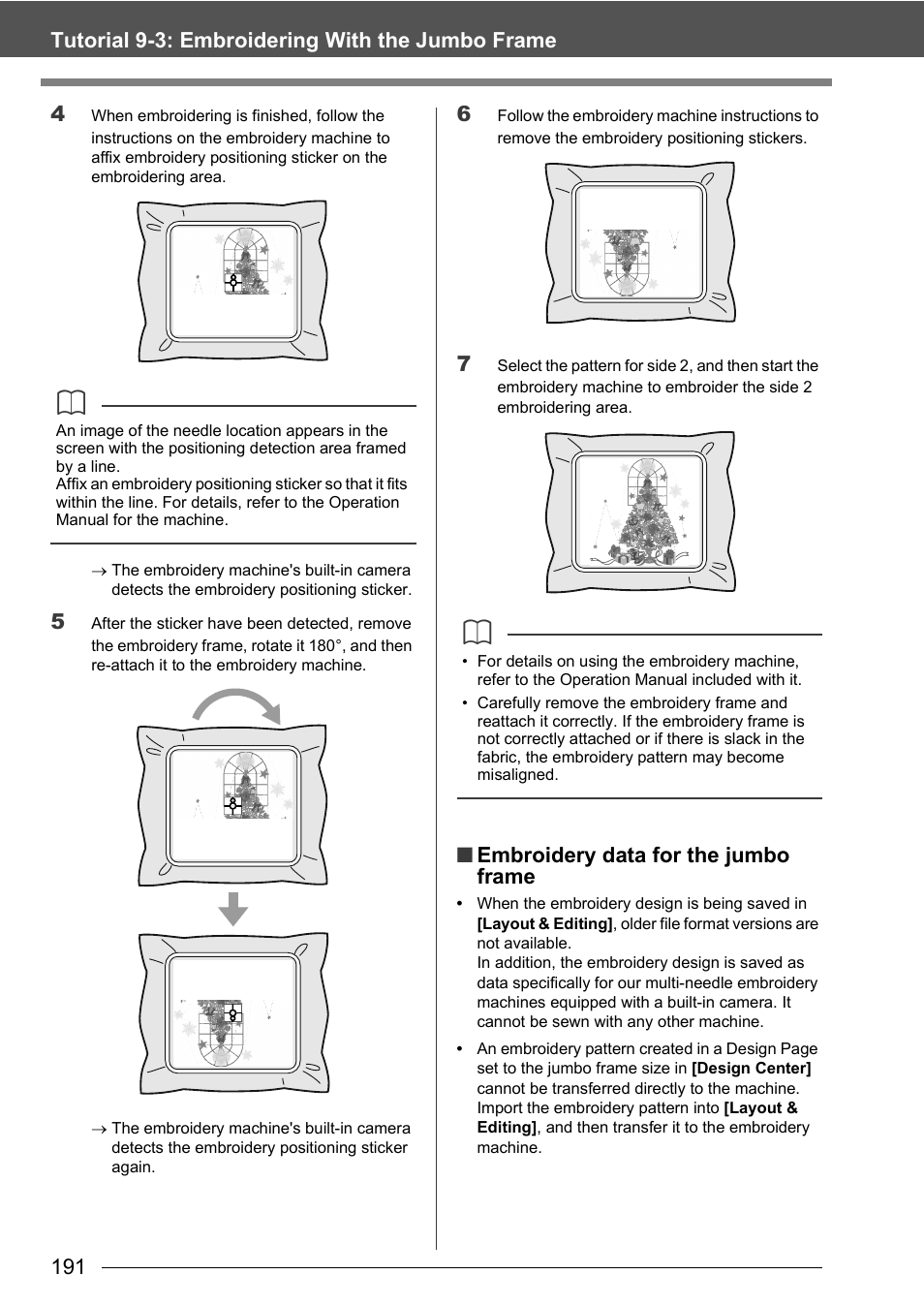 Embroidery data for the jumbo frame | Baby Lock Palette 10 (ECS10) Instruction Manual User Manual | Page 192 / 356