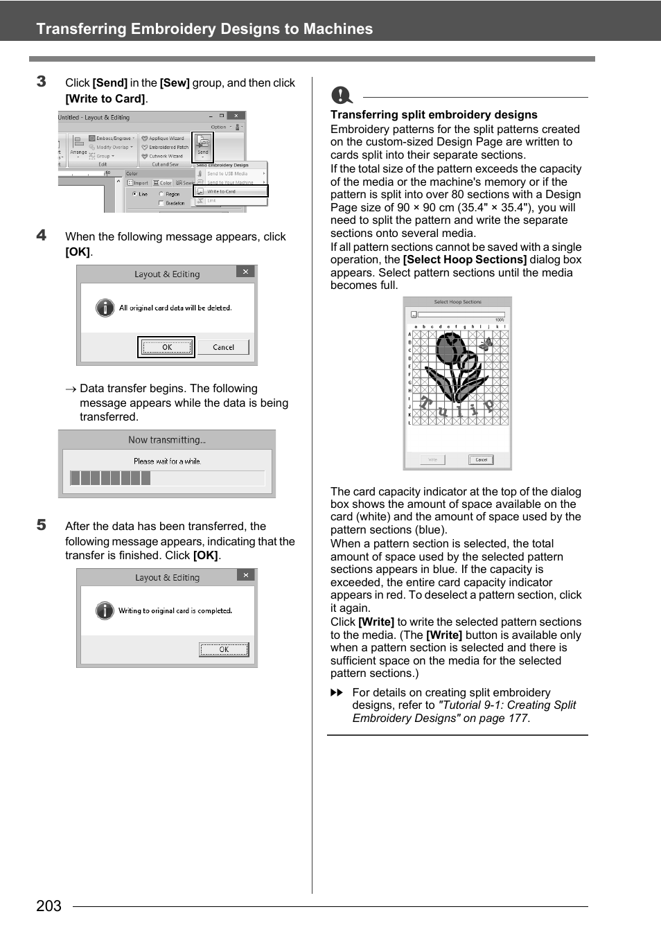 203 transferring embroidery designs to machines 3 | Baby Lock Palette 10 (ECS10) Instruction Manual User Manual | Page 204 / 356