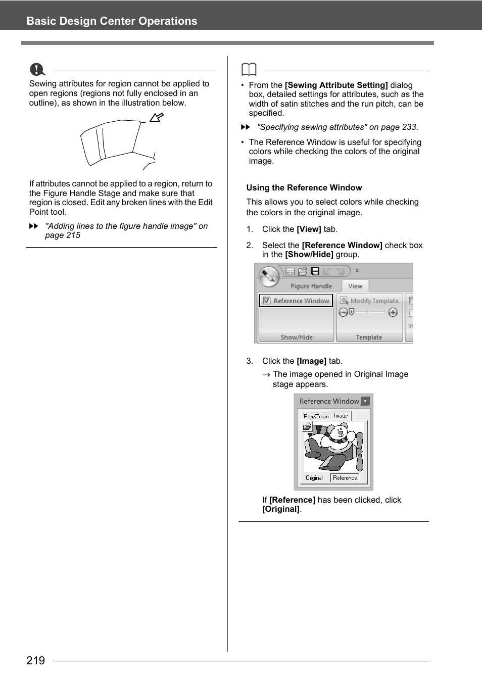 219 basic design center operations | Baby Lock Palette 10 (ECS10) Instruction Manual User Manual | Page 220 / 356