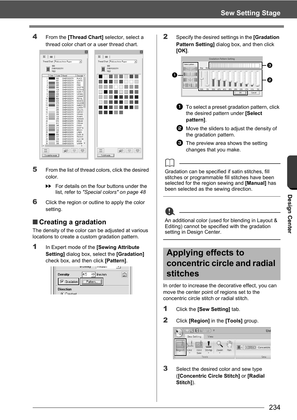 Sew setting stage 4, Creating a gradation | Baby Lock Palette 10 (ECS10) Instruction Manual User Manual | Page 235 / 356