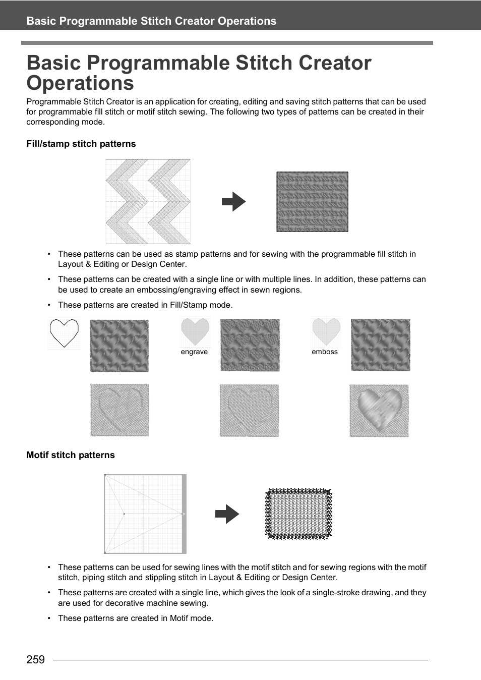 Basic programmable stitch creator operations | Baby Lock Palette 10 (ECS10) Instruction Manual User Manual | Page 260 / 356
