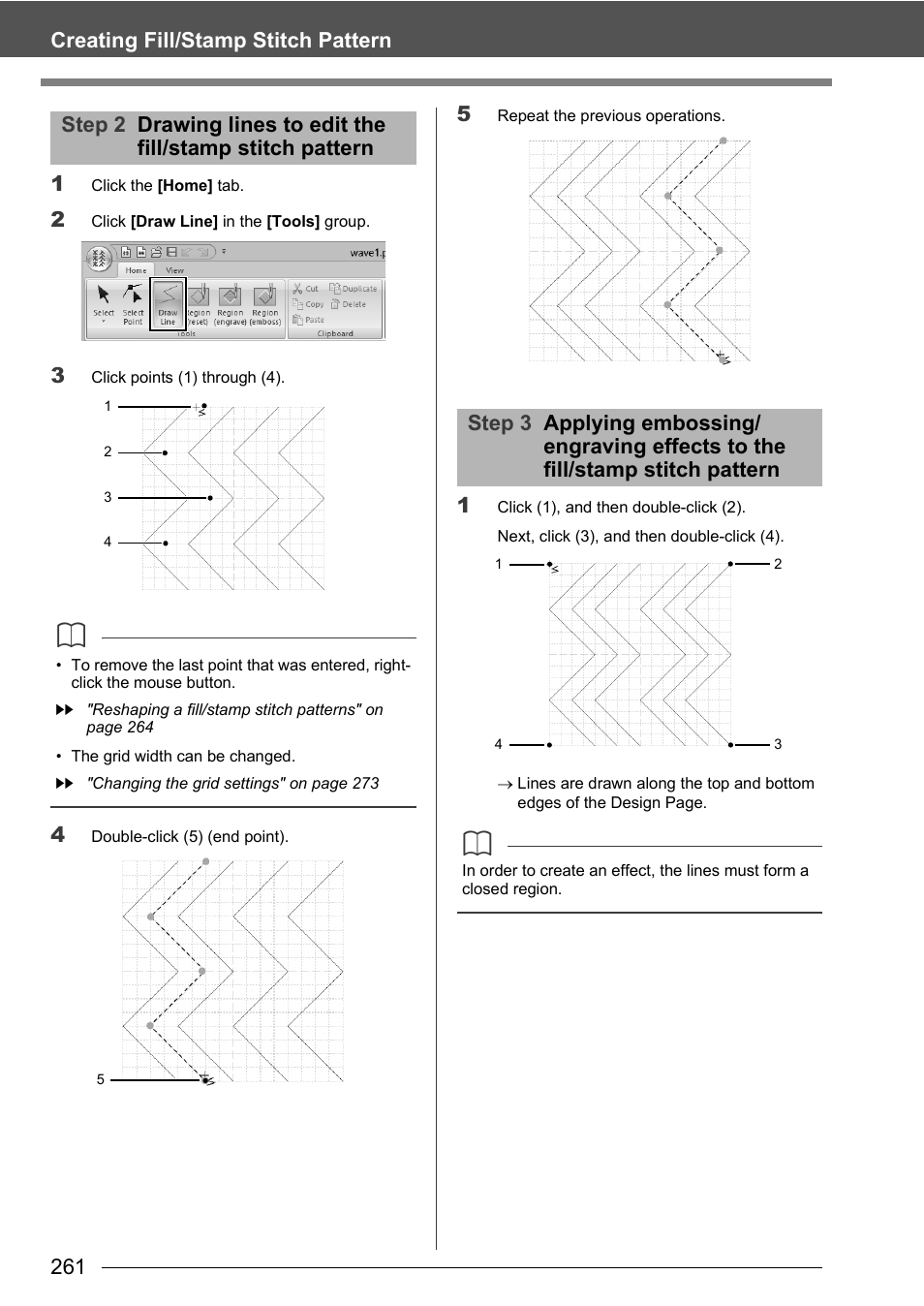 261 creating fill/stamp stitch pattern 1 | Baby Lock Palette 10 (ECS10) Instruction Manual User Manual | Page 262 / 356