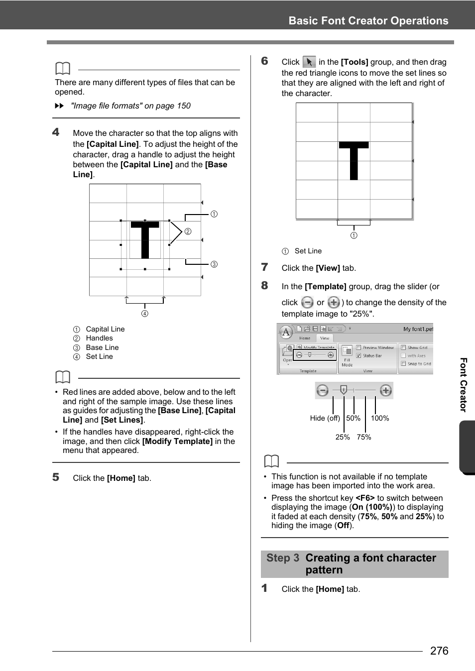 Basic font creator operations 4, Step 3 creating a font character pattern | Baby Lock Palette 10 (ECS10) Instruction Manual User Manual | Page 277 / 356