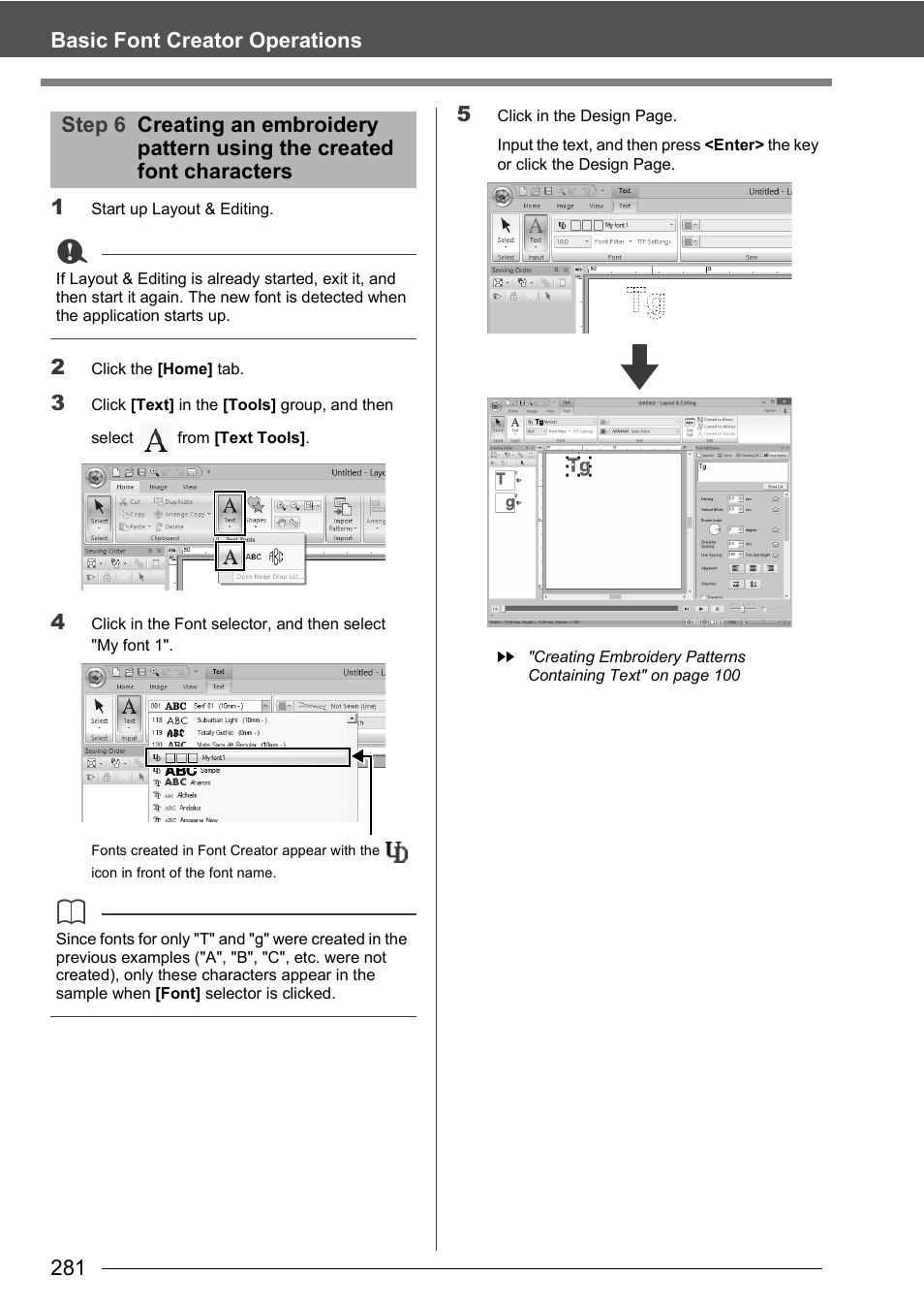 281 basic font creator operations 1 | Baby Lock Palette 10 (ECS10) Instruction Manual User Manual | Page 282 / 356